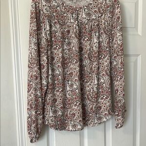 Women's Paisley Print Long Sleeve Top - Multicolor